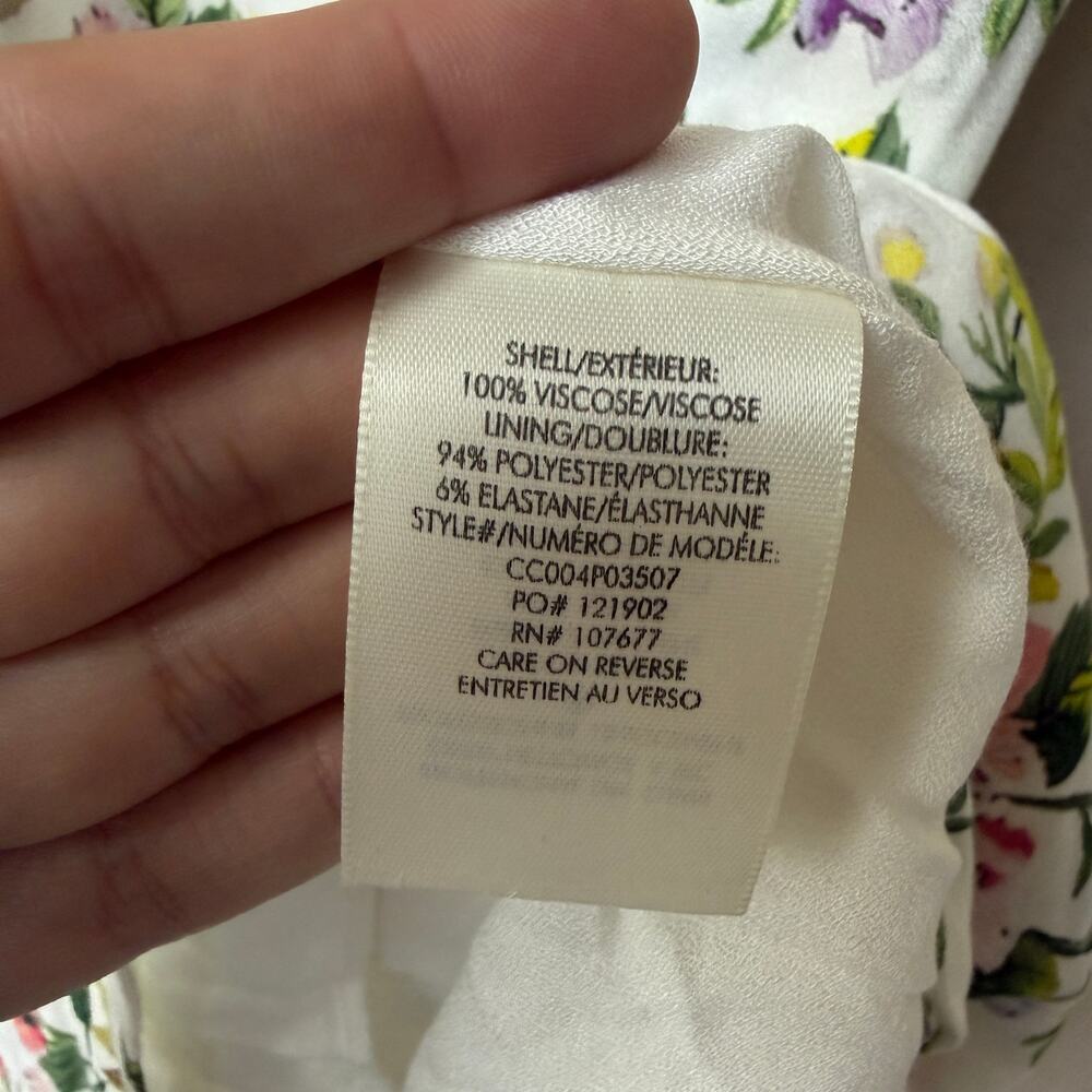 Alice + Olivia Trixie White Floral Mock Wrap Mini Dress Size 6 - Picture 5 of 6